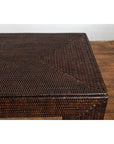 Country Style Burmese Midcentury Dark Brown Woven Rattan Console Table-9. Asian & Chinese Furniture, Art, Antiques, Vintage Home Décor for sale at FEA Home