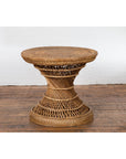 Country Style Vintage Thai Woven Rattan Drum Table with Circular Top-11. Asian & Chinese Furniture, Art, Antiques, Vintage Home Décor for sale at FEA Home