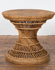 Country Style Vintage Thai Woven Rattan Drum Table with Circular Top-13. Asian & Chinese Furniture, Art, Antiques, Vintage Home Décor for sale at FEA Home