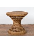 Country Style Vintage Thai Woven Rattan Drum Table with Circular Top-2. Asian & Chinese Furniture, Art, Antiques, Vintage Home Décor for sale at FEA Home