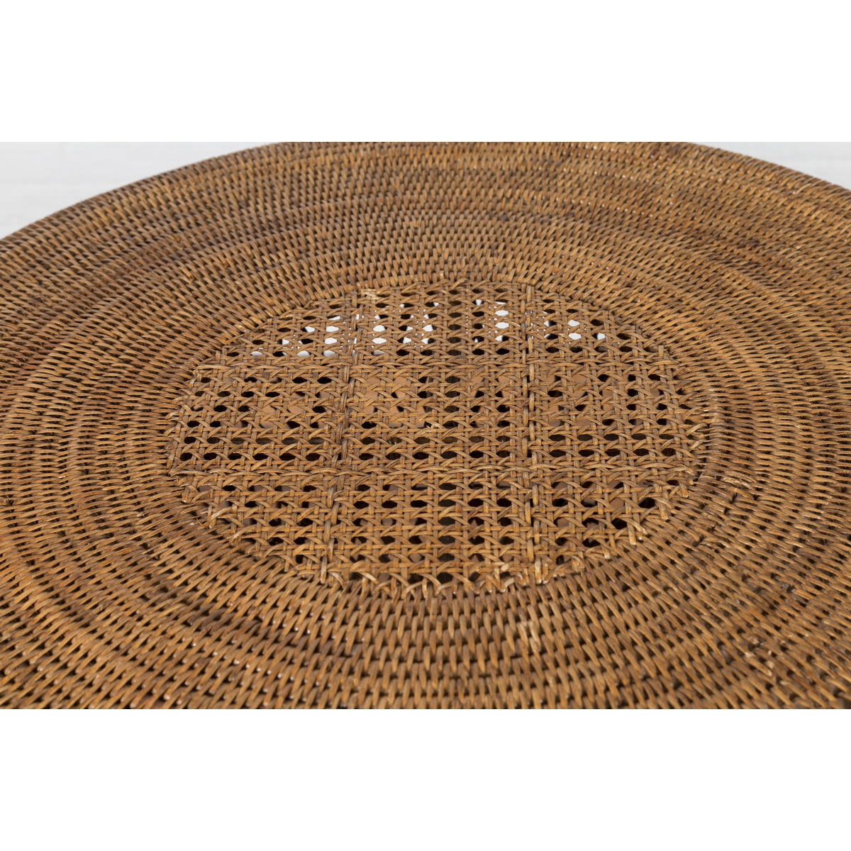 Country Style Vintage Thai Woven Rattan Drum Table with Circular Top-5. Asian & Chinese Furniture, Art, Antiques, Vintage Home Décor for sale at FEA Home