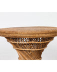 Country Style Vintage Thai Woven Rattan Drum Table with Circular Top-7. Asian & Chinese Furniture, Art, Antiques, Vintage Home Décor for sale at FEA Home