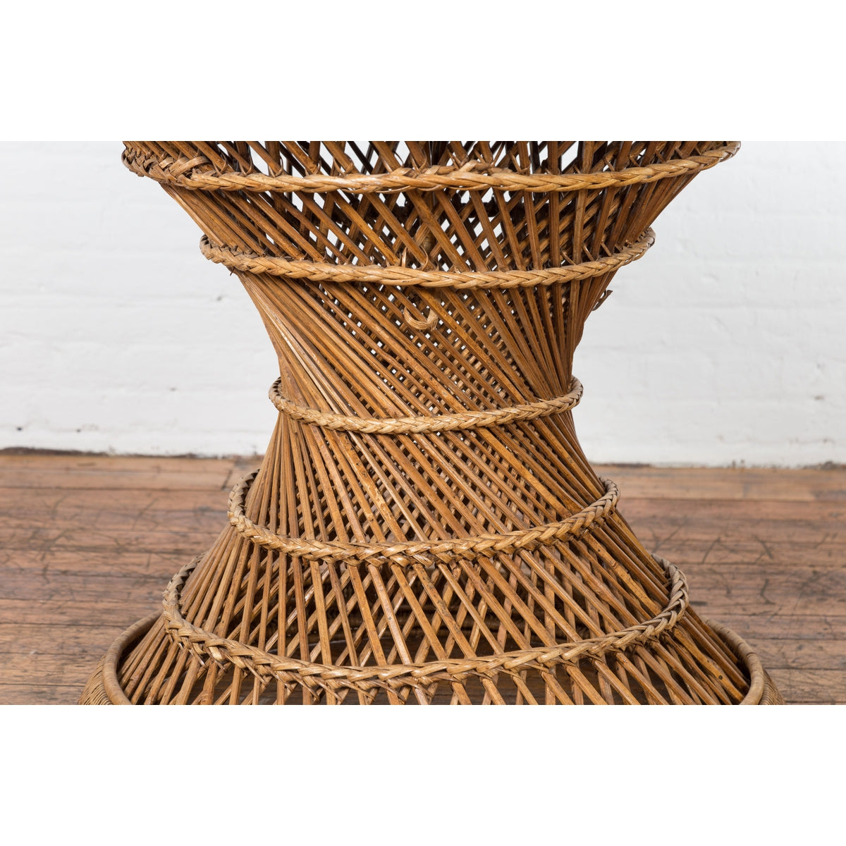 Country Style Vintage Thai Woven Rattan Drum Table with Circular Top-9. Asian & Chinese Furniture, Art, Antiques, Vintage Home Décor for sale at FEA Home