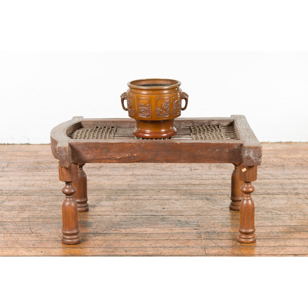 Rustic 19th Century Indian Iron Window Grate Made Into a Table-4. Asian & Chinese Furniture, Art, Antiques, Vintage Home Décor for sale at FEA Home