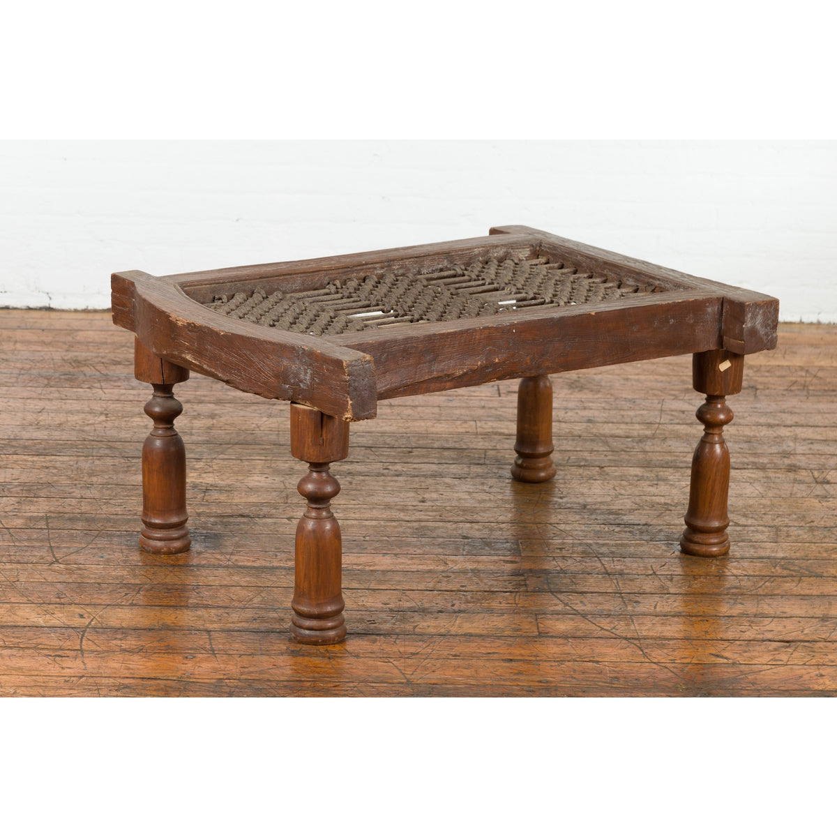 Rustic 19th Century Indian Iron Window Grate Made Into a Table-8. Asian & Chinese Furniture, Art, Antiques, Vintage Home Décor for sale at FEA Home