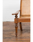 Colonial Cane and Wood Plantation Lounge Chair with Extending Arms-6. Asian & Chinese Furniture, Art, Antiques, Vintage Home Décor for sale at FEA Home