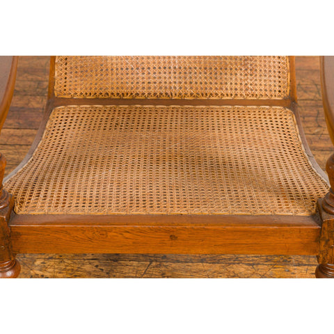 Colonial Period Wood and Rattan Lounge Chair with Extending Arms-YN7611-4. Asian & Chinese Furniture, Art, Antiques, Vintage Home Décor for sale at FEA Home