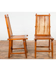 Wooden Side Chairs with Bamboo Slats, Distressed Finish and Tapered Legs, a Pair-10. Asian & Chinese Furniture, Art, Antiques, Vintage Home Décor for sale at FEA Home