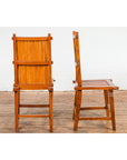 Wooden Side Chairs with Bamboo Slats, Distressed Finish and Tapered Legs, a Pair-11. Asian & Chinese Furniture, Art, Antiques, Vintage Home Décor for sale at FEA Home