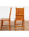 Wooden Side Chairs with Bamboo Slats, Distressed Finish and Tapered Legs, a Pair-12. Asian & Chinese Furniture, Art, Antiques, Vintage Home Décor for sale at FEA Home