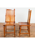 Wooden Side Chairs with Bamboo Slats, Distressed Finish and Tapered Legs, a Pair-13. Asian & Chinese Furniture, Art, Antiques, Vintage Home Décor for sale at FEA Home
