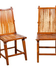 Wooden Side Chairs with Bamboo Slats, Distressed Finish and Tapered Legs, a Pair-1. Asian & Chinese Furniture, Art, Antiques, Vintage Home Décor for sale at FEA Home