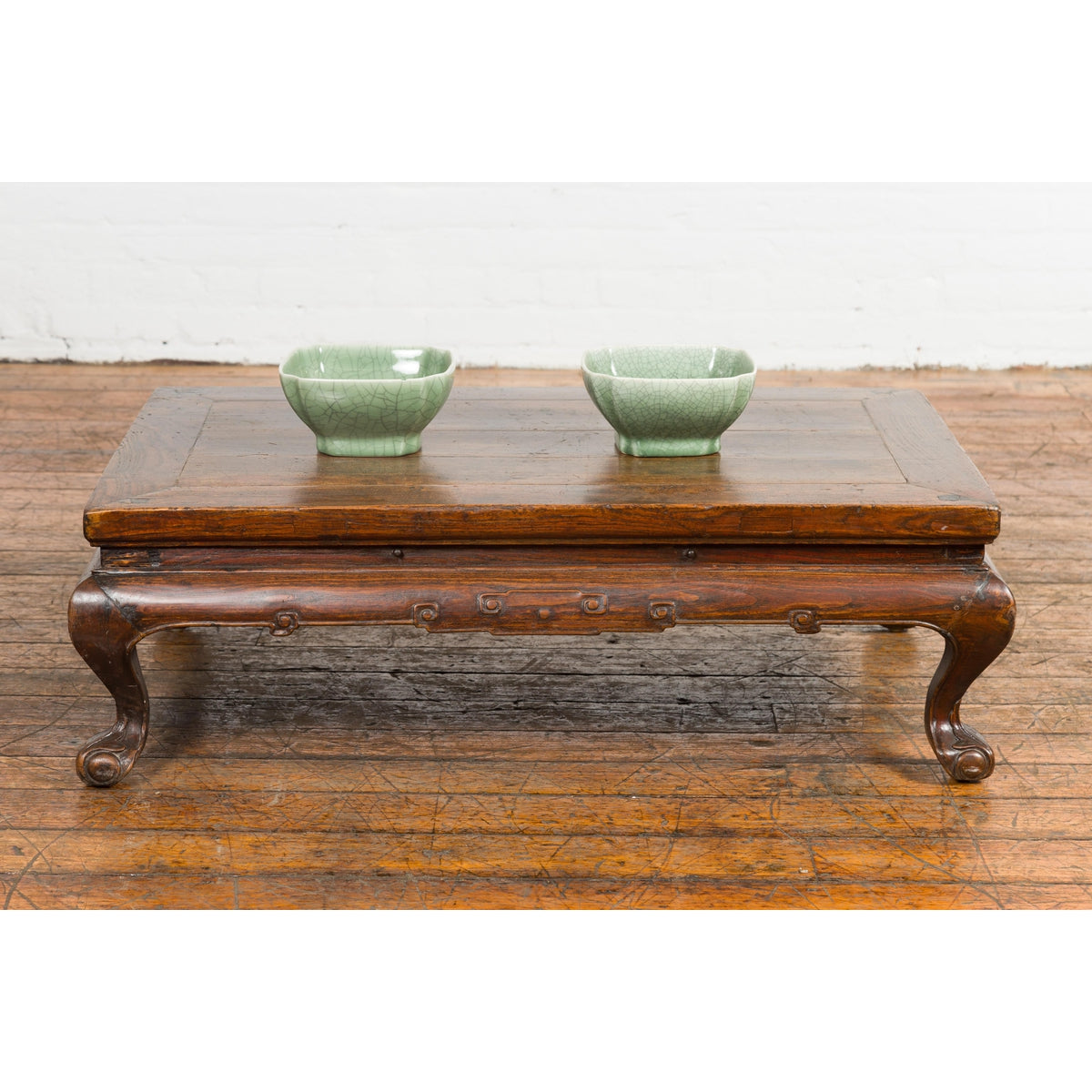 Low Rectangular Antique Coffee Table with Arched Legs-3. Asian & Chinese Furniture, Art, Antiques, Vintage Home Décor for sale at FEA Home