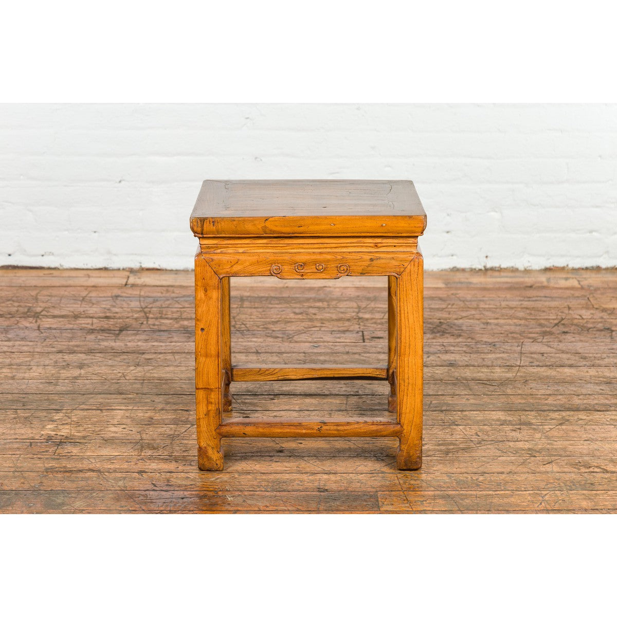 Drinks Table or Stool with Carved Apron, Horse Hoof Feet and Side Stretchers-10. Asian & Chinese Furniture, Art, Antiques, Vintage Home Décor for sale at FEA Home