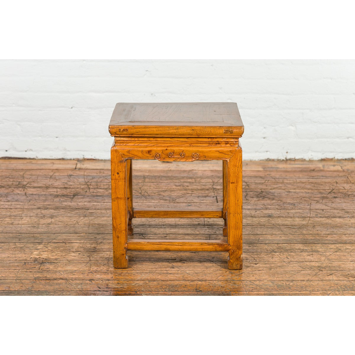 Drinks Table or Stool with Carved Apron, Horse Hoof Feet and Side Stretchers-11. Asian & Chinese Furniture, Art, Antiques, Vintage Home Décor for sale at FEA Home
