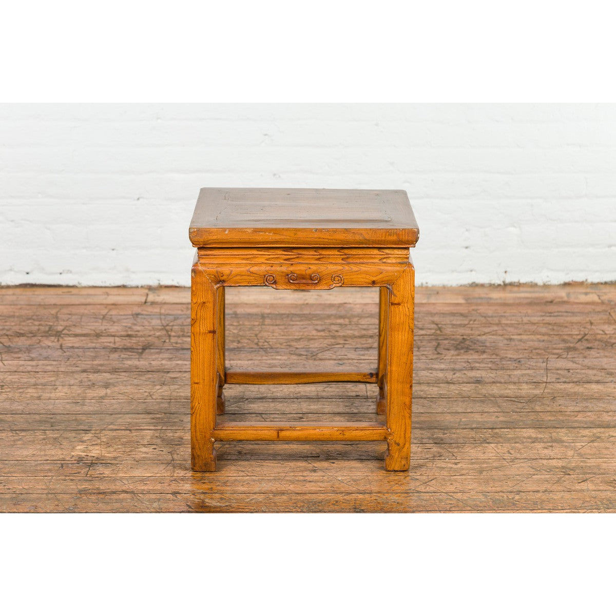 Drinks Table or Stool with Carved Apron, Horse Hoof Feet and Side Stretchers-12. Asian & Chinese Furniture, Art, Antiques, Vintage Home Décor for sale at FEA Home