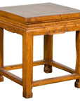 Drinks Table or Stool with Carved Apron, Horse Hoof Feet and Side Stretchers-1. Asian & Chinese Furniture, Art, Antiques, Vintage Home Décor for sale at FEA Home