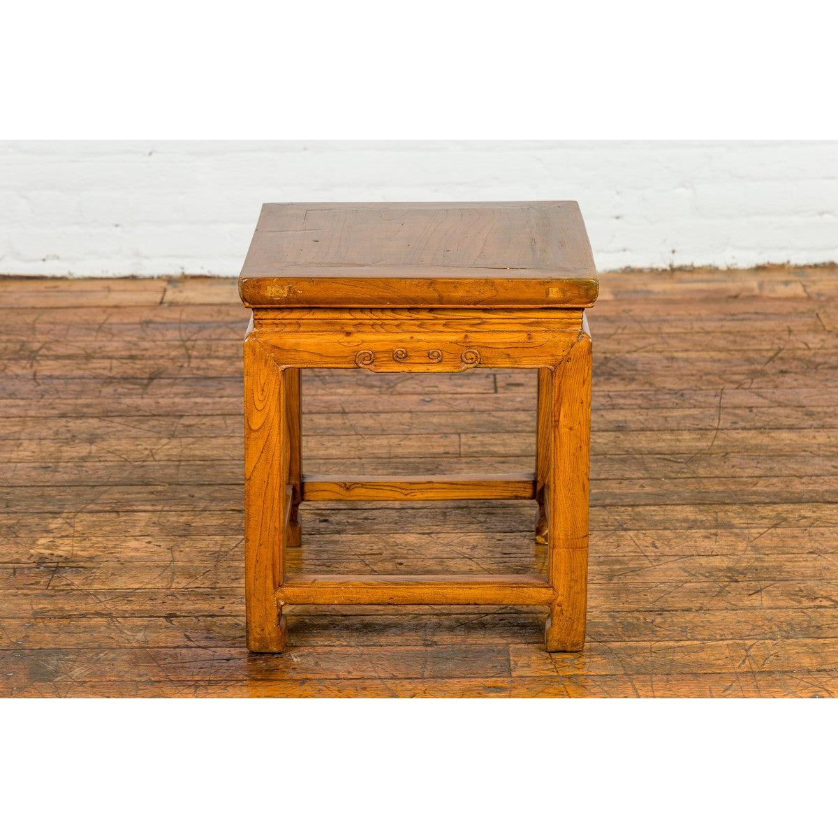 Drinks Table or Stool with Carved Apron, Horse Hoof Feet and Side Stretchers-3. Asian & Chinese Furniture, Art, Antiques, Vintage Home Décor for sale at FEA Home