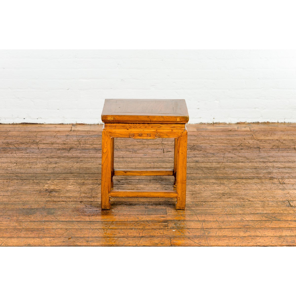 Drinks Table or Stool with Carved Apron, Horse Hoof Feet and Side Stretchers-4. Asian & Chinese Furniture, Art, Antiques, Vintage Home Décor for sale at FEA Home