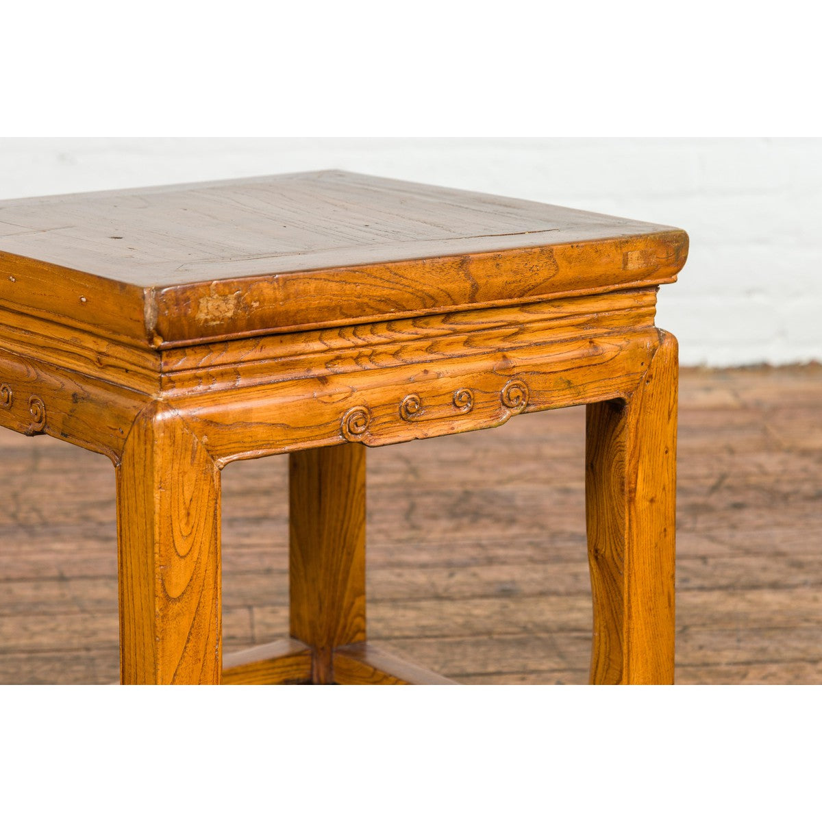 Drinks Table or Stool with Carved Apron, Horse Hoof Feet and Side Stretchers-6. Asian & Chinese Furniture, Art, Antiques, Vintage Home Décor for sale at FEA Home