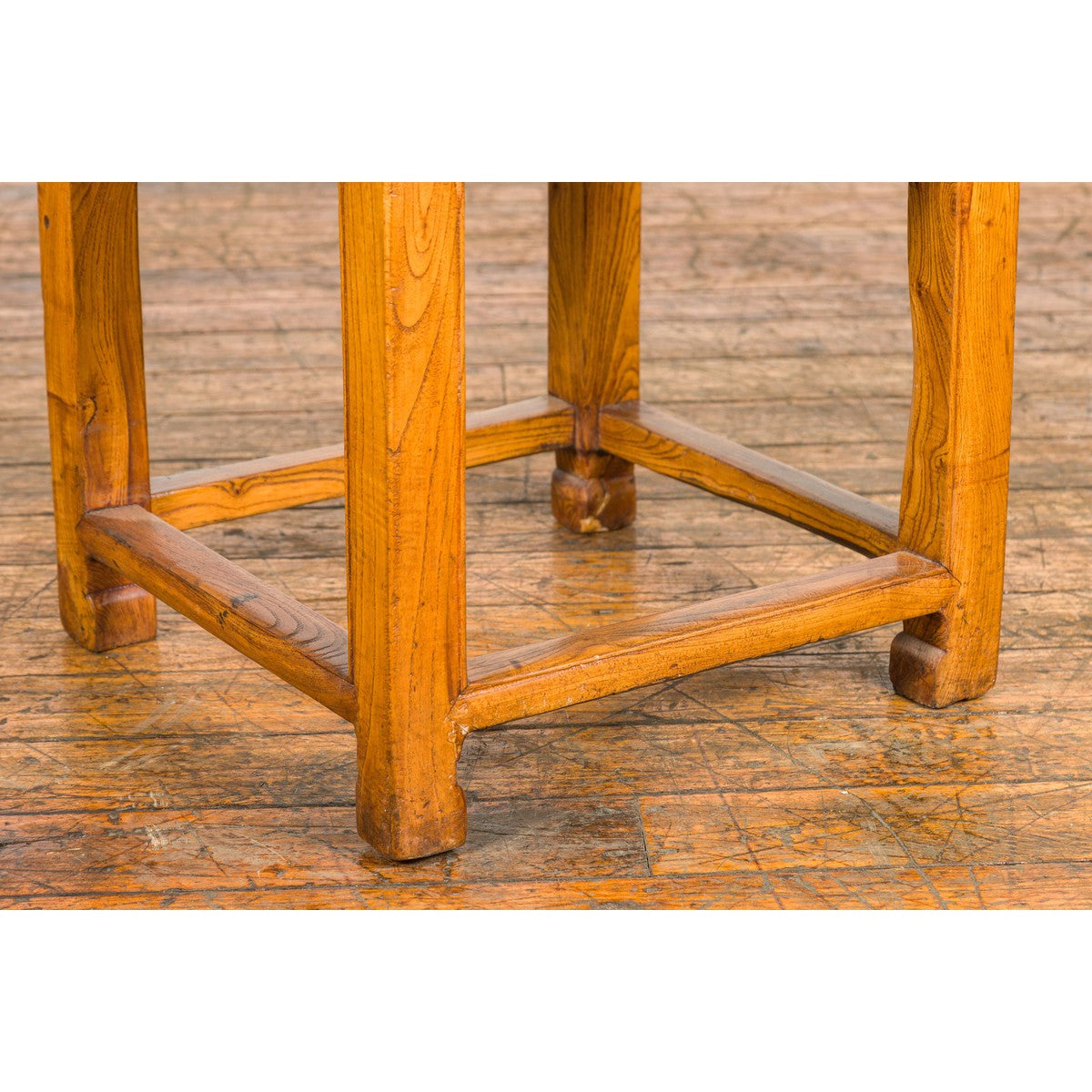 Drinks Table or Stool with Carved Apron, Horse Hoof Feet and Side Stretchers-8. Asian & Chinese Furniture, Art, Antiques, Vintage Home Décor for sale at FEA Home