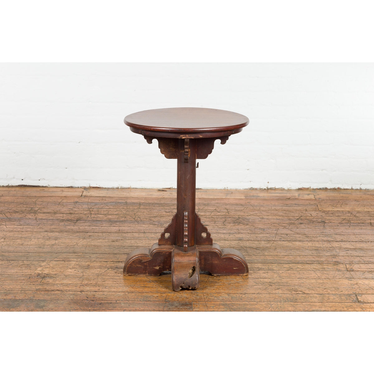 Small Antique Pedestal End Table with Round Top-14. Asian & Chinese Furniture, Art, Antiques, Vintage Home Décor for sale at FEA Home