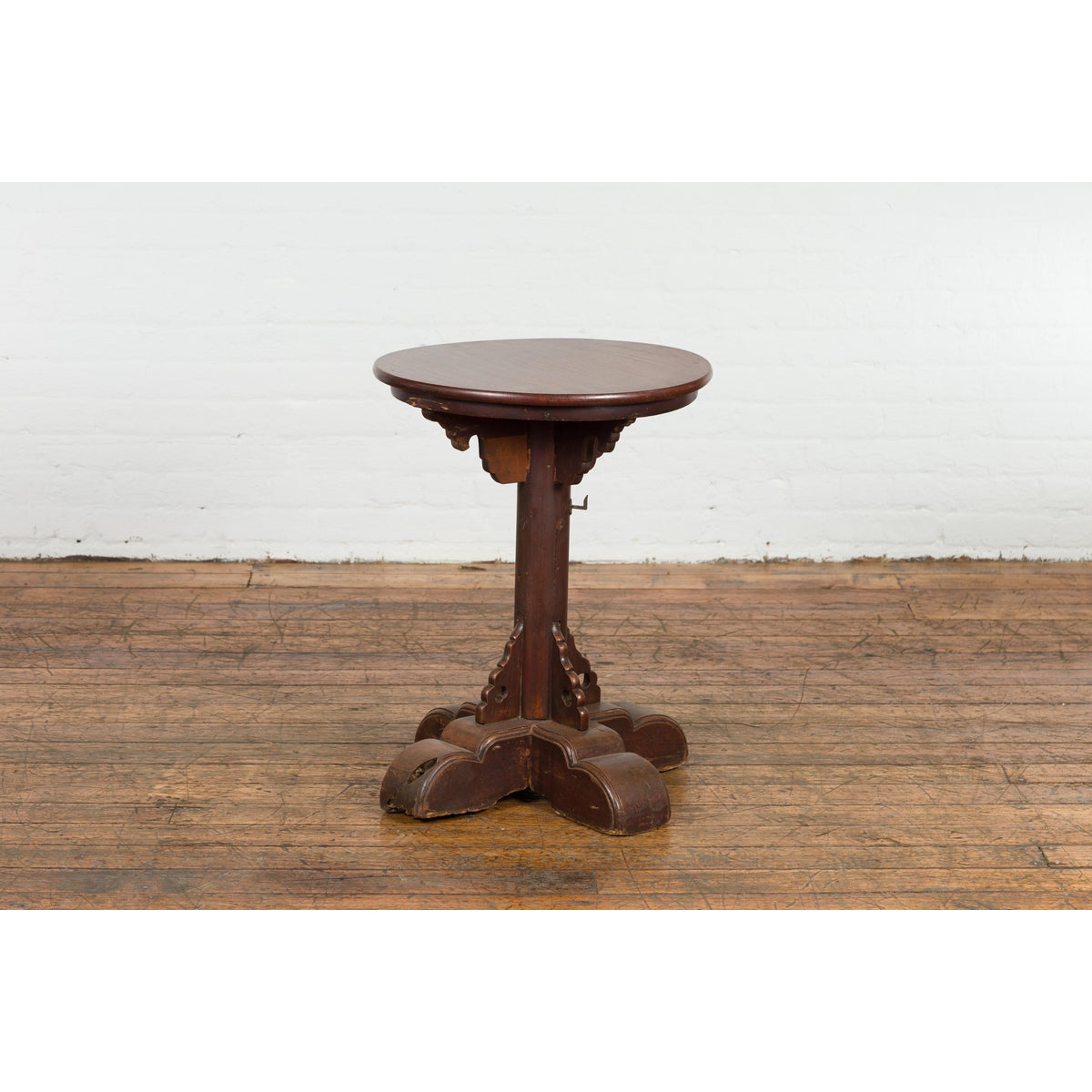 Small Antique Pedestal End Table with Round Top-4. Asian & Chinese Furniture, Art, Antiques, Vintage Home Décor for sale at FEA Home