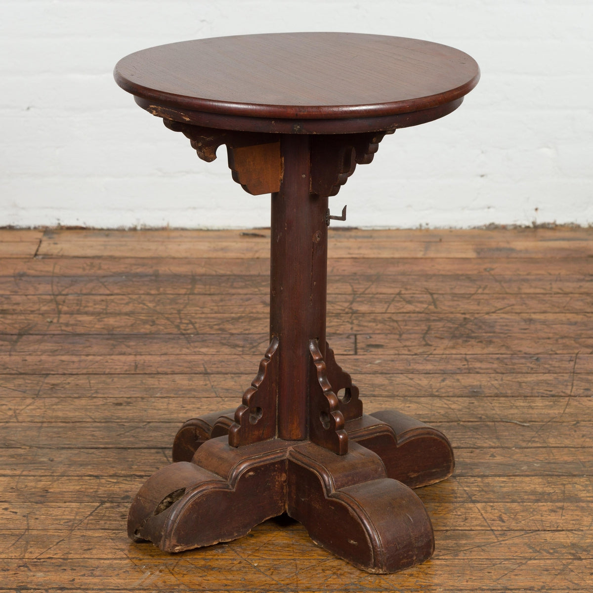 Small Antique Pedestal End Table with Round Top-5. Asian & Chinese Furniture, Art, Antiques, Vintage Home Décor for sale at FEA Home