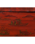 Chinese Qing Dynasty Period Red Lacquer Bedside Cabinet with Hand-Painted Décor-11. Asian & Chinese Furniture, Art, Antiques, Vintage Home Décor for sale at FEA Home