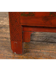 Chinese Qing Dynasty Period Red Lacquer Bedside Cabinet with Hand-Painted Décor-15. Asian & Chinese Furniture, Art, Antiques, Vintage Home Décor for sale at FEA Home