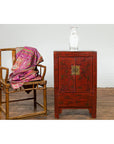 Chinese Qing Dynasty Period Red Lacquer Bedside Cabinet with Hand-Painted Décor-5. Asian & Chinese Furniture, Art, Antiques, Vintage Home Décor for sale at FEA Home