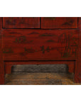 Chinese Qing Dynasty Period Red Lacquer Bedside Cabinet with Hand-Painted Décor-8. Asian & Chinese Furniture, Art, Antiques, Vintage Home Décor for sale at FEA Home