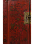 Chinese Qing Dynasty Period Red Lacquer Bedside Cabinet with Hand-Painted Décor-9. Asian & Chinese Furniture, Art, Antiques, Vintage Home Décor for sale at FEA Home