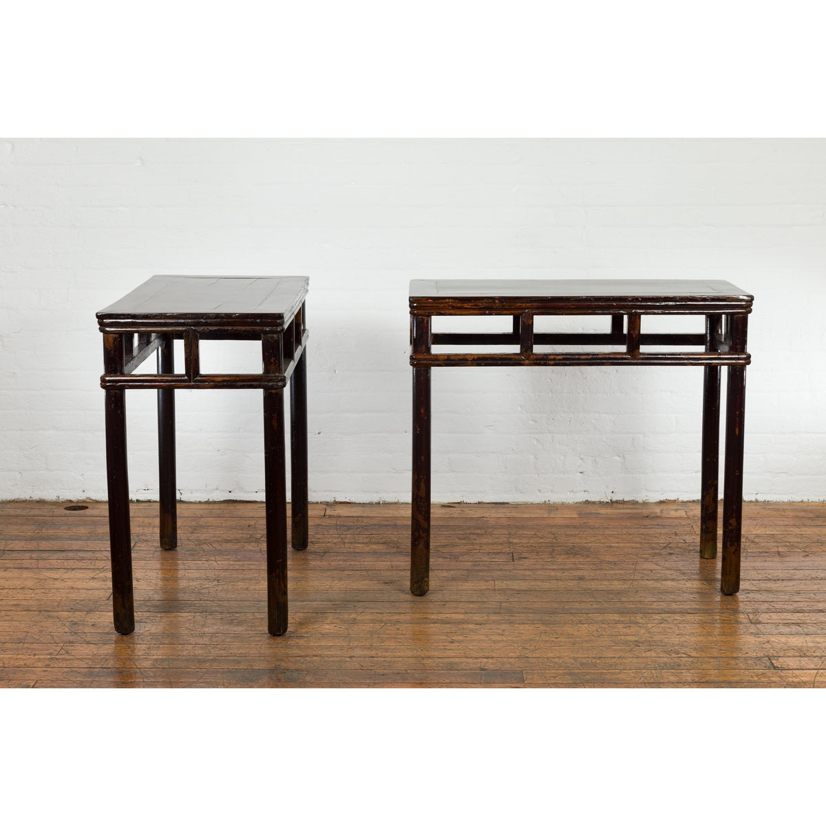 Pair of Late Qing Dynasty Wine Console Tables with Black Brown Lacquer-10. Asian & Chinese Furniture, Art, Antiques, Vintage Home Décor for sale at FEA Home