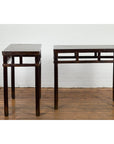 Pair of Late Qing Dynasty Wine Console Tables with Black Brown Lacquer-12. Asian & Chinese Furniture, Art, Antiques, Vintage Home Décor for sale at FEA Home