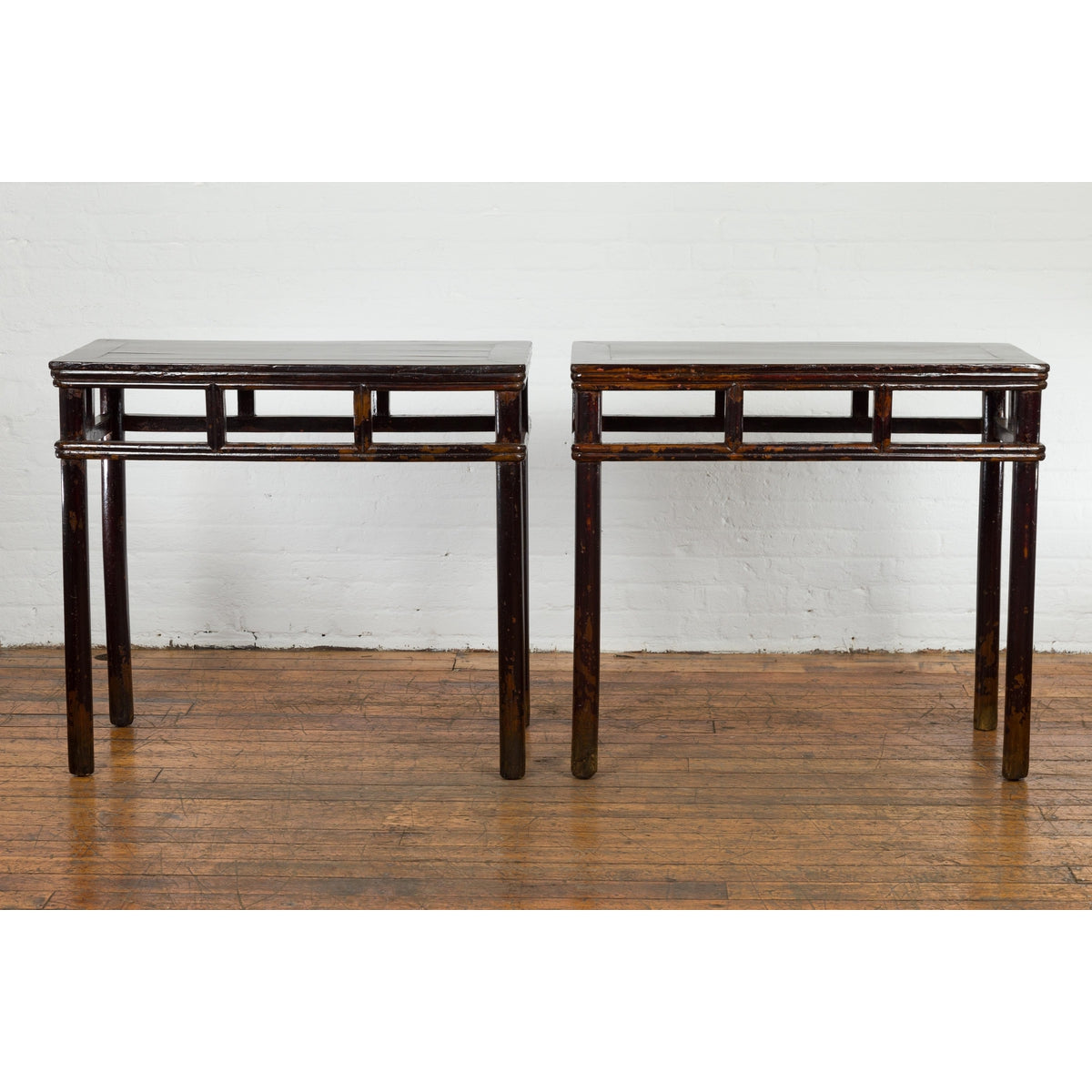 Pair of Late Qing Dynasty Wine Console Tables with Black Brown Lacquer-2. Asian & Chinese Furniture, Art, Antiques, Vintage Home Décor for sale at FEA Home