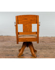 Midcentury Wooden Swivel Chair with Woven Rattan Seat and Quadripod Base-13. Asian & Chinese Furniture, Art, Antiques, Vintage Home Décor for sale at FEA Home