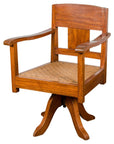 Midcentury Wooden Swivel Chair with Woven Rattan Seat and Quadripod Base-1. Asian & Chinese Furniture, Art, Antiques, Vintage Home Décor for sale at FEA Home