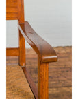 Midcentury Wooden Swivel Chair with Woven Rattan Seat and Quadripod Base-6. Asian & Chinese Furniture, Art, Antiques, Vintage Home Décor for sale at FEA Home