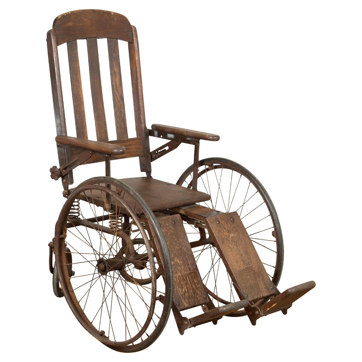 Vintage Wooden Wheelchair Prop, Dark Patina-1. Asian & Chinese Furniture, Art, Antiques, Vintage Home Décor for sale at FEA Home