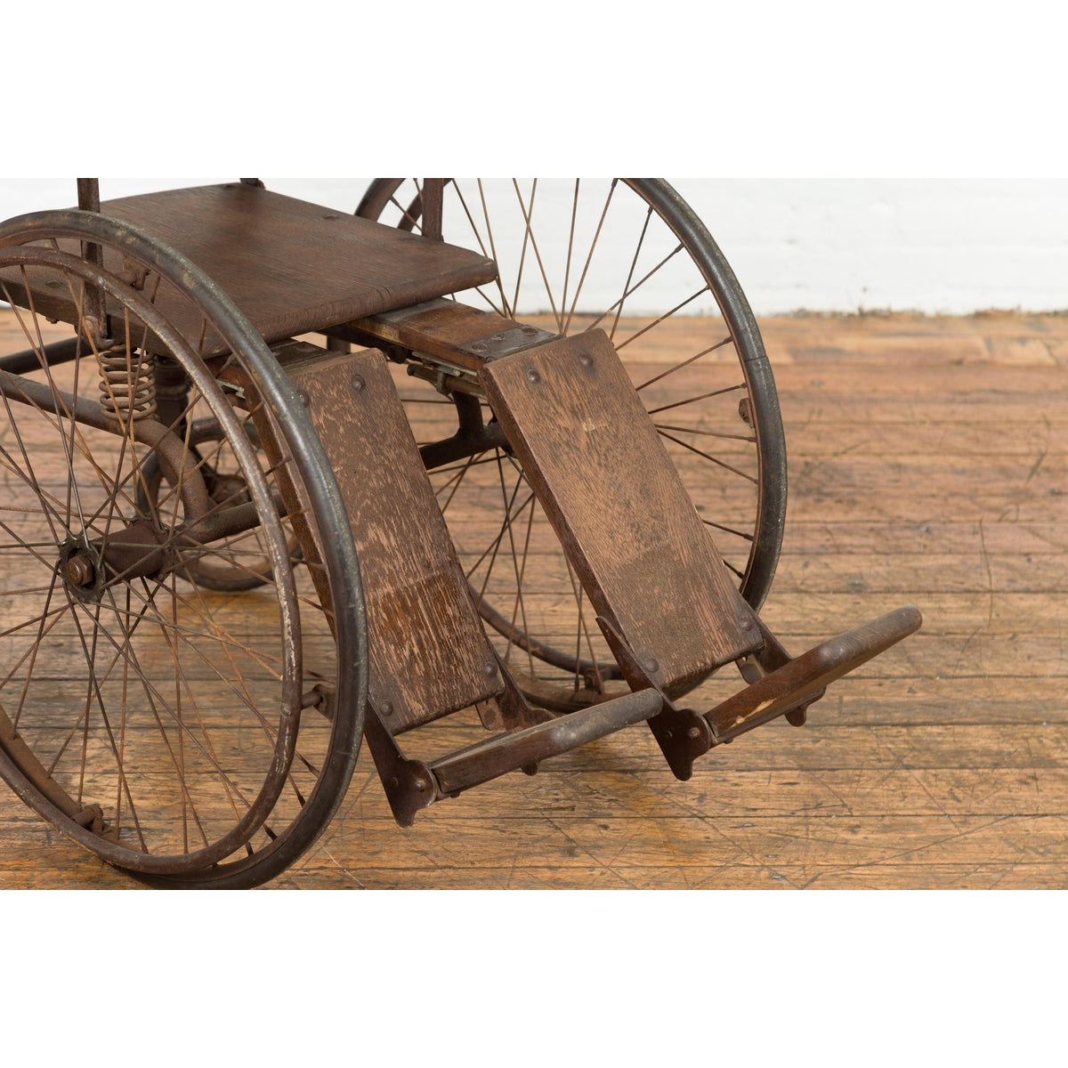 Vintage Wooden Wheelchair Prop, Dark Patina-10. Asian & Chinese Furniture, Art, Antiques, Vintage Home Décor for sale at FEA Home