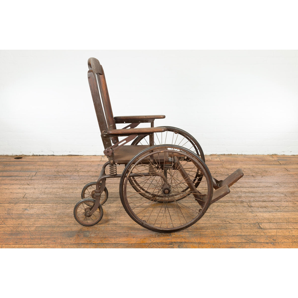 Vintage Wooden Wheelchair Prop, Dark Patina-12. Asian & Chinese Furniture, Art, Antiques, Vintage Home Décor for sale at FEA Home
