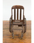 Vintage Wooden Wheelchair Prop, Dark Patina-13. Asian & Chinese Furniture, Art, Antiques, Vintage Home Décor for sale at FEA Home