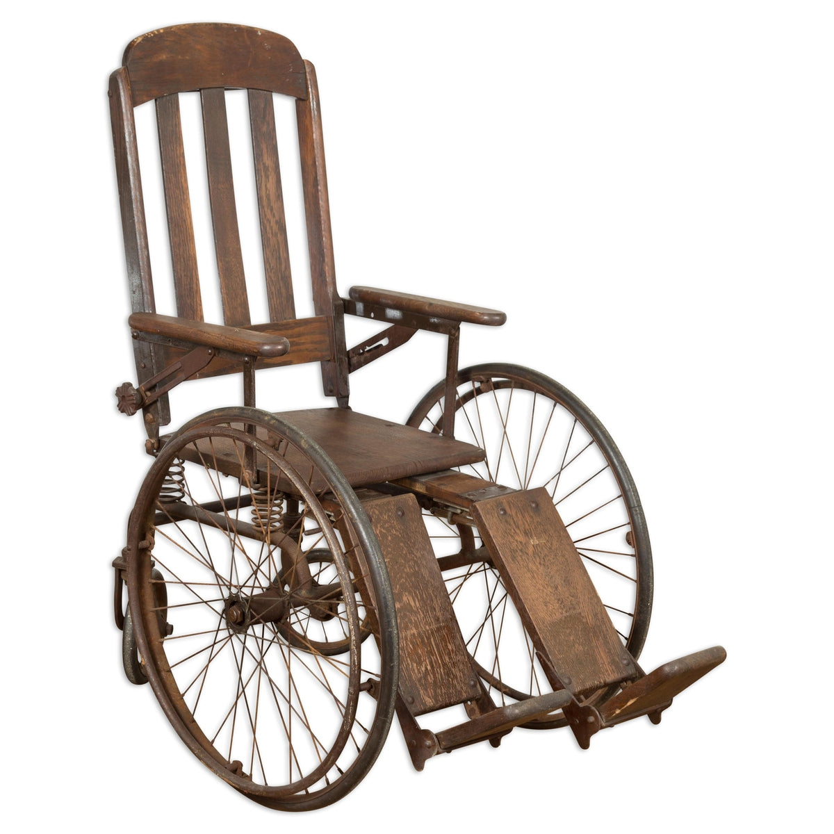 Vintage Wooden Wheelchair Prop, Dark Patina-17. Asian & Chinese Furniture, Art, Antiques, Vintage Home Décor for sale at FEA Home
