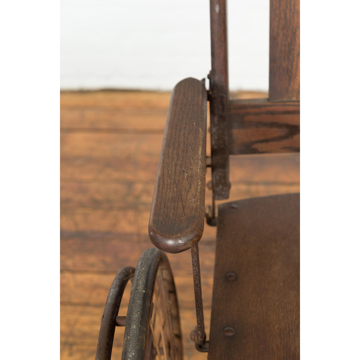 Vintage Wooden Wheelchair Prop, Dark Patina-9. Asian & Chinese Furniture, Art, Antiques, Vintage Home Décor for sale at FEA Home
