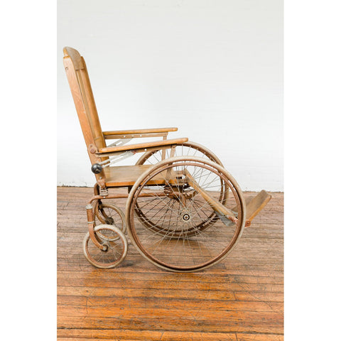 Vintage Wooden Wheelchair Prop, Light Patina-YN7643-12. Asian & Chinese Furniture, Art, Antiques, Vintage Home Décor for sale at FEA Home