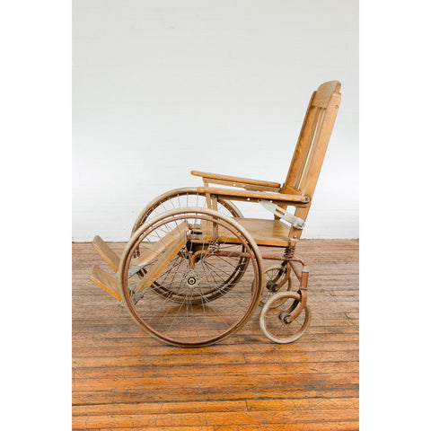 Vintage Wooden Wheelchair Prop, Light Patina-YN7643-16. Asian & Chinese Furniture, Art, Antiques, Vintage Home Décor for sale at FEA Home