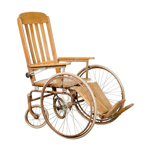 Vintage Wooden Wheelchair Prop, Light Patina-YN7643-19. Asian & Chinese Furniture, Art, Antiques, Vintage Home Décor for sale at FEA Home