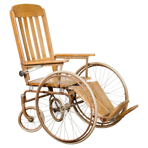 Vintage Wooden Wheelchair Prop, Light Patina-YN7643-1. Asian & Chinese Furniture, Art, Antiques, Vintage Home Décor for sale at FEA Home