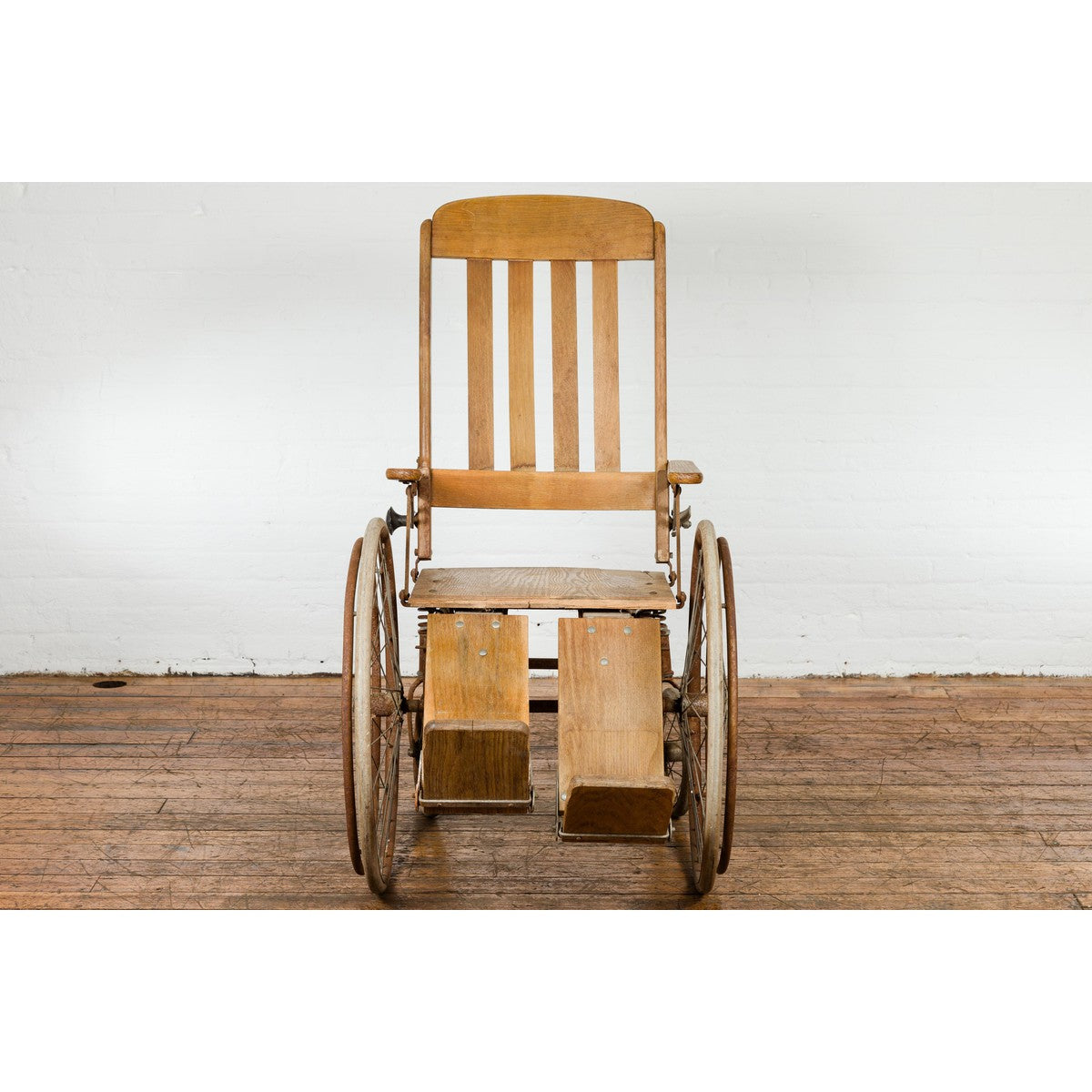 Vintage Wooden Wheelchair Prop, Light Patina-2. Asian & Chinese Furniture, Art, Antiques, Vintage Home Décor for sale at FEA Home